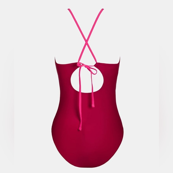 Cupshe One-piece Swimsuit Halter Lace Up Multicolor - Picture 2 of 3